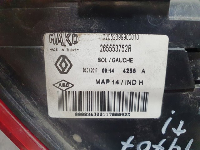 265553752R RENAULT Piloto trasero exterior izquierdo  en stock Huelva