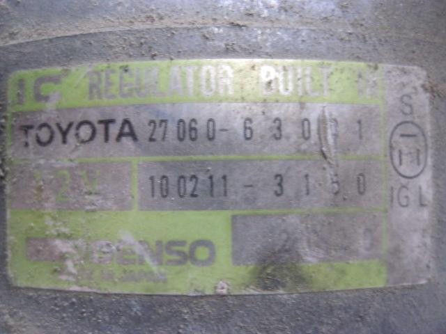 Alternador del motor 2706063041 TOYOTA