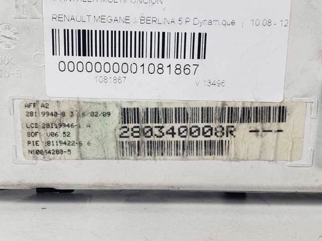 280340008R RENAULT Pantalla multifunción  disponible Vigo
