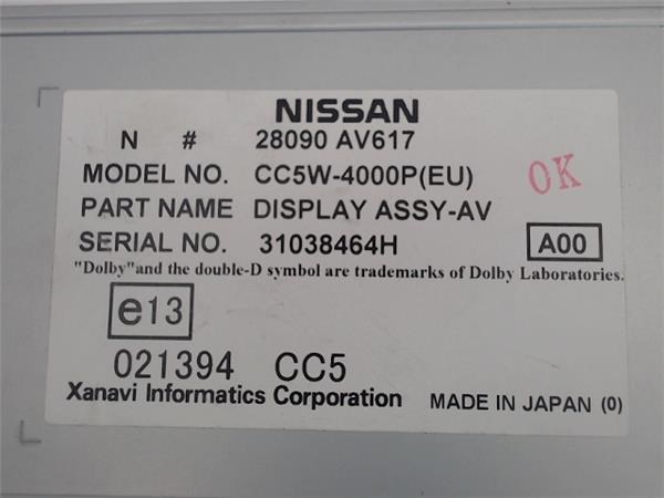 NISSAN 28090AV617 Pantalla  en stock Valencia