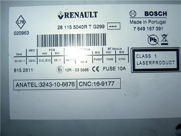 281155040R RENAULT Radio  en stock Gandía