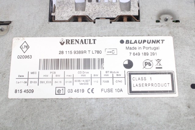 RENAULT 281159389R Radio AM/FM  disponible Valladolid