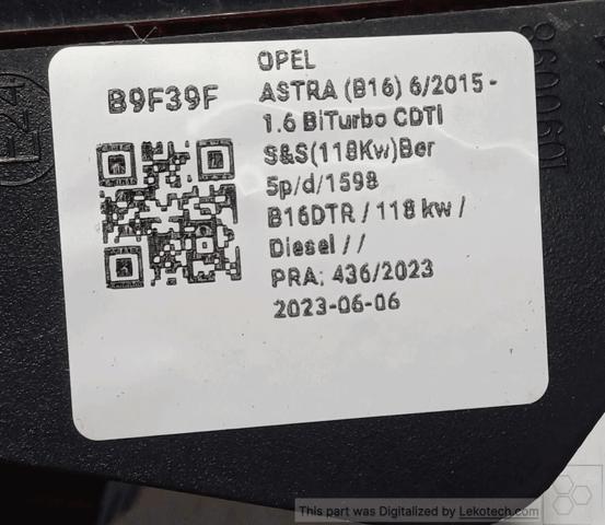 39032994 OPEL Piloto trasero interior izquierdo  comprar en Jaén