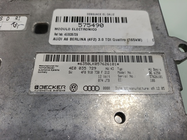 4E0035729 VAG Unidad de control Bluetooth  en stock Gandía