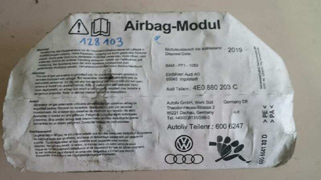 Airbag delantero derecho para audi a8 (4e2,4e2) (2002-2006) 3.0 asn 4E0880203C