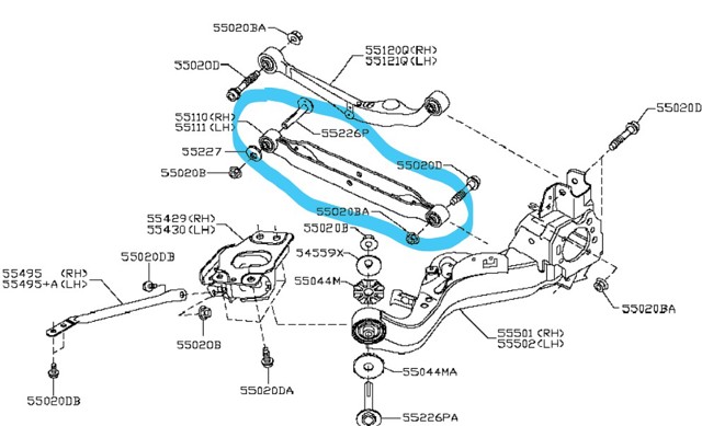 NISSAN 55110JG000 Brazo de suspensión trasero inferior derecho comprar Tarragona