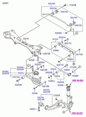 Subchasis trasero soporte motor 554102S010 Hyundai/Kia