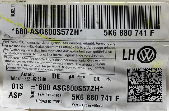 VAG 5K6880741F Airbag de cortina lateral izquierda  en stock Valencia