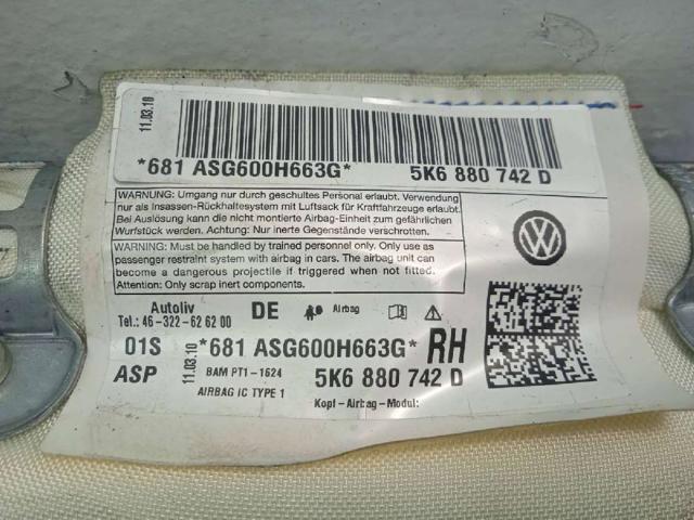 VAG 5K6880742D Airbag de cortina lateral derecha  en stock Terrassa