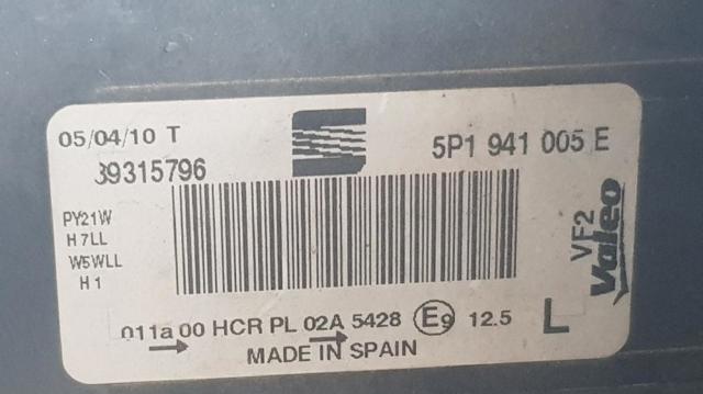 VAG 5P1941005E Faro izquierdo  en stock Salamanca