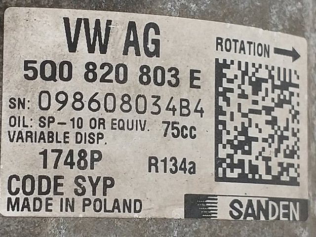 5Q0820803E Compresor de aire acondicionado comprar Almería