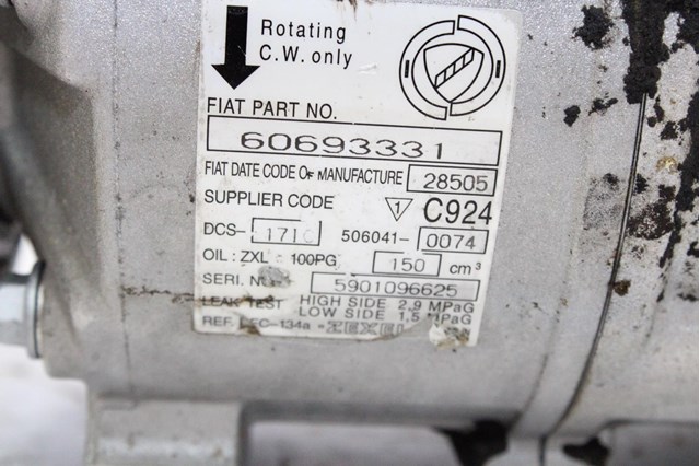 Compresor aire acondicionado para alfa romeo 159 (939_) (2005-2011) 1.9 jtdm 8v (939axe1b) 939 a1.000 60693331