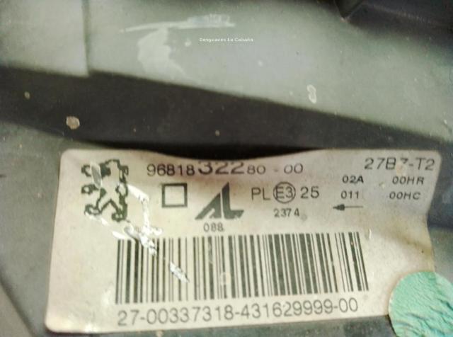 PEUGEOT 620686 Faro derecho  en stock Valencia