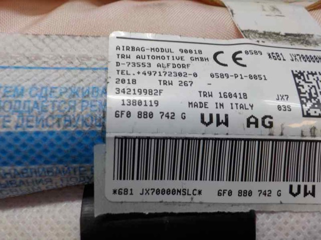 6F0880742G Airbag de cortina lateral derecha  comprar en Reus