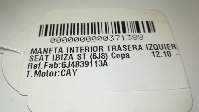 VAG 6J4839113A Manija interior de puerta trasera izquierda  comprar en Ponferrada