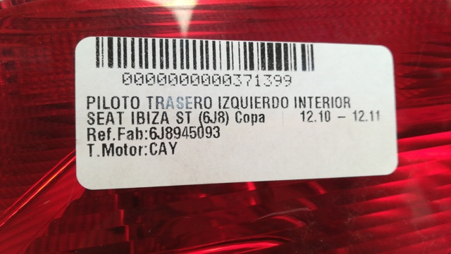 6J8945093 VAG Piloto trasero interior izquierdo  comprar en Lleida