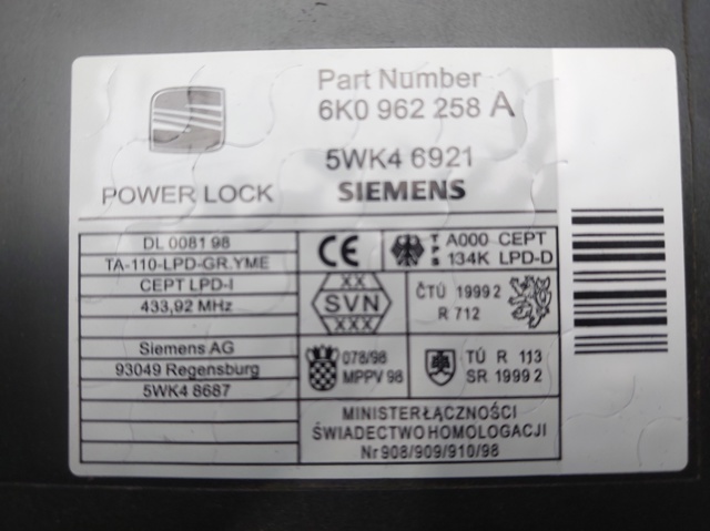 6K0962258A Unidad de confort de la puerta delantera  comprar en Zaragoza