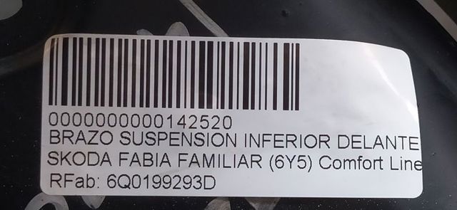 6Q0199293D Brazo superior izquierdo de la suspensión delantera  en stock Granada
