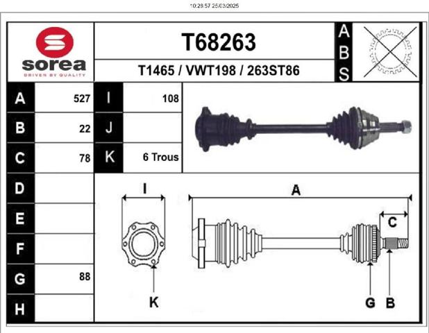 6Q0407271BS VAG Semieje delantero izquierdo comprar Bilbao