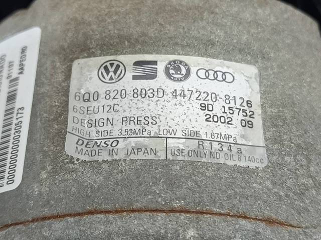 VAG 6Q0820803D Compresor de aire acondicionado  en stock Valencia