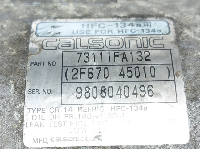 Compresor de aire acondicionado para Subaru Forester S10, SF