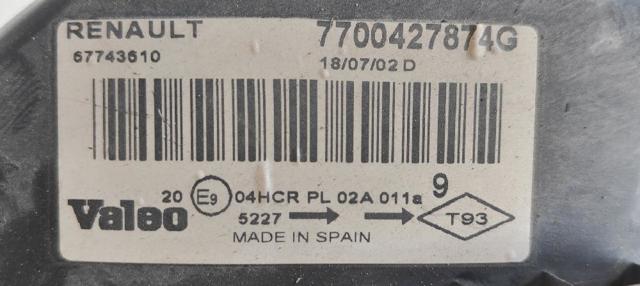 RENAULT 7700427874G Faro izquierdo  disponible España