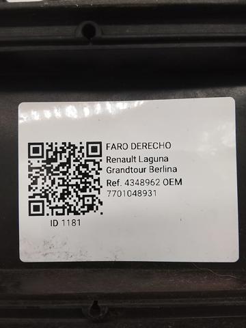 RENAULT 7701048931 Faro derecho  disponible España