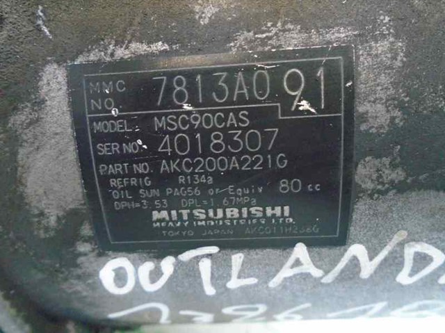 Compresor aire acondicionado para mitsubishi outlander ii 2.2 di-d 4wd 4hn 7813A091