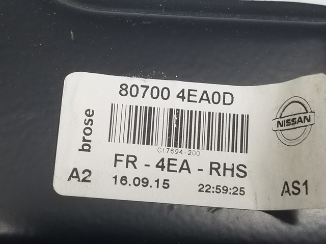 Mecanismo de elevalunas, puerta delantera derecha Nissan Qashqai 2 J11