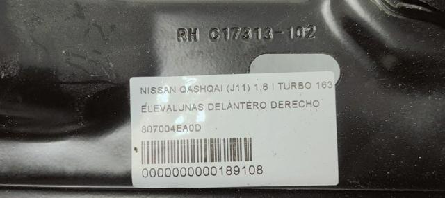 Mecanismo de elevalunas, puerta delantera derecha Nissan Qashqai 2 J11