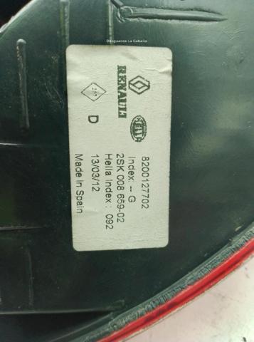 RENAULT 8200127702 Piloto trasero derecho  en stock Terrassa