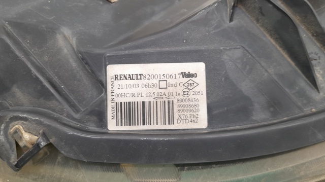 RENAULT 8200150617 Faro derecho  en stock Valencia