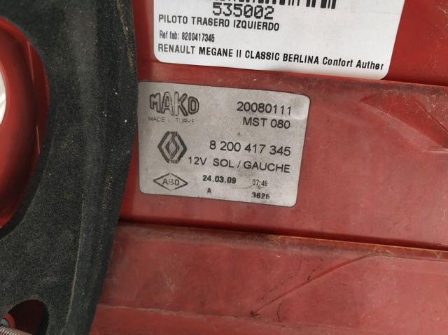 8200417345 Piloto trasero izquierdo  disponible Burgos