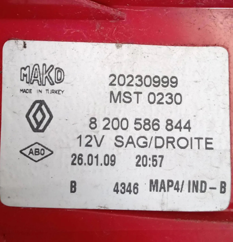 RENAULT 8200586844 Piloto trasero derecho  en stock Salamanca