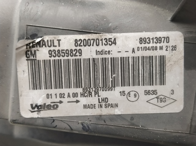 OPEL 8200701354 Faro izquierdo  en stock Salamanca