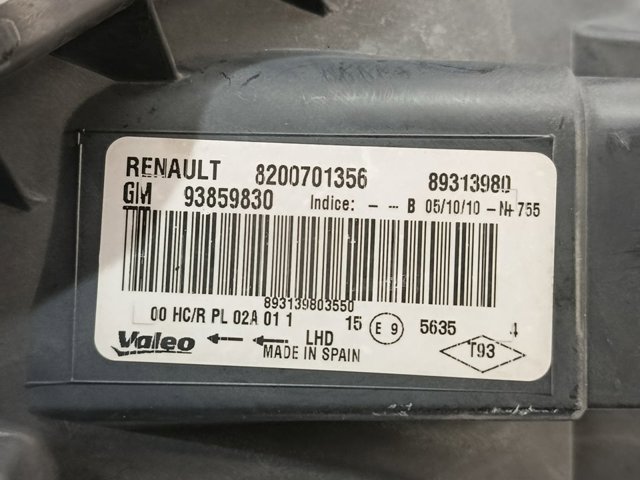 RENAULT 8200701356 Faro derecho  comprar en Ponferrada
