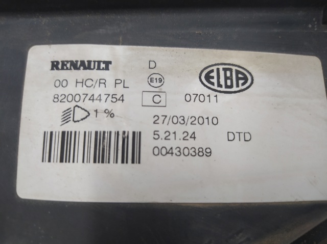 8200744754 RENAULT Faro derecho comprar Madrid