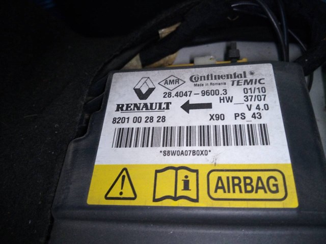Centralita airbag para dacia sandero 1.2 16v d4f732 8201002828
