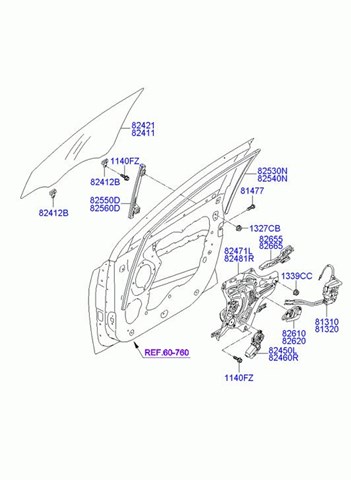 Mecanismo de elevalunas, puerta delantera izquierda 824502S000 Hyundai/Kia