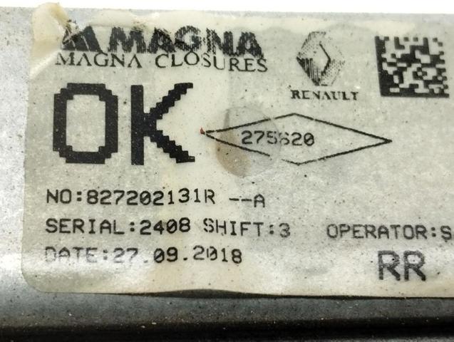 RENAULT 827202131R Mecanismo de elevalunas de la puerta trasera derecha  comprar en Albacete