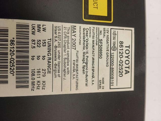 TOYOTA 8612002520 Radio  en stock Valencia
