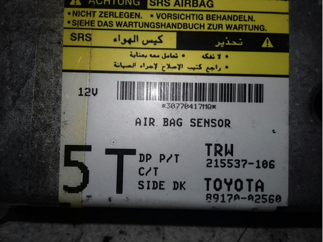 Centralita airbag para toyota auris 1.6 (zre151_) 1zrfe 8917002560