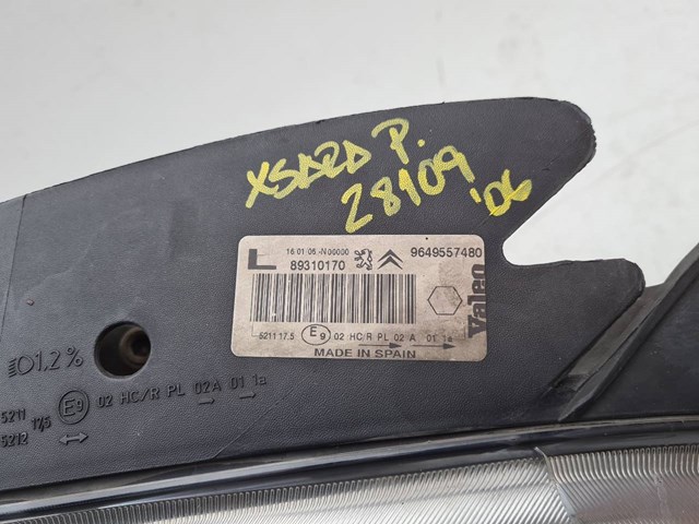 PEUGEOT 89310170 Faro izquierdo  en stock Valencia