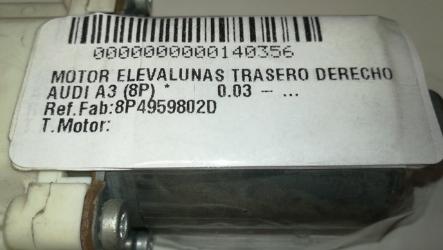 VAG 8P4959802D Motor del elevalunas de la puerta trasera derecha  en stock Terrassa