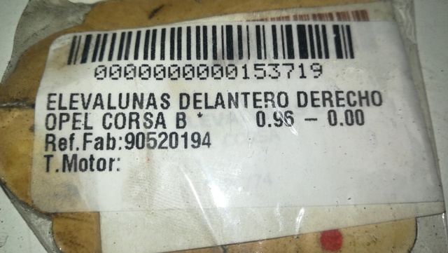 OPEL 90520194 Mecanismo de elevalunas delantero derecha comprar Tarragona