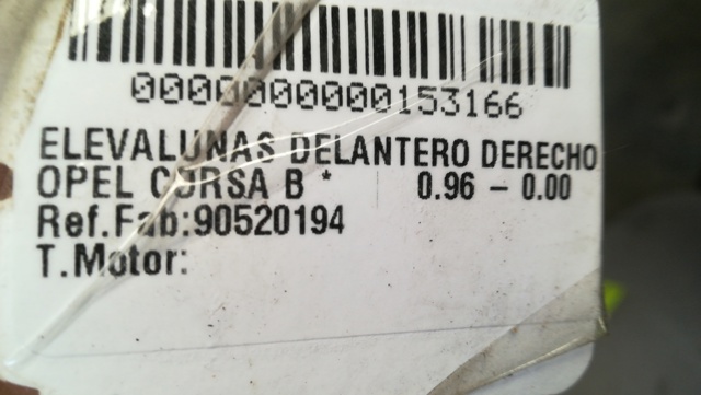 90520194 OPEL Mecanismo de elevalunas delantero derecha comprar Bilbao