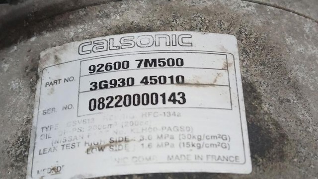 NISSAN 926007M500 Compresor de aire acondicionado  en stock Salamanca
