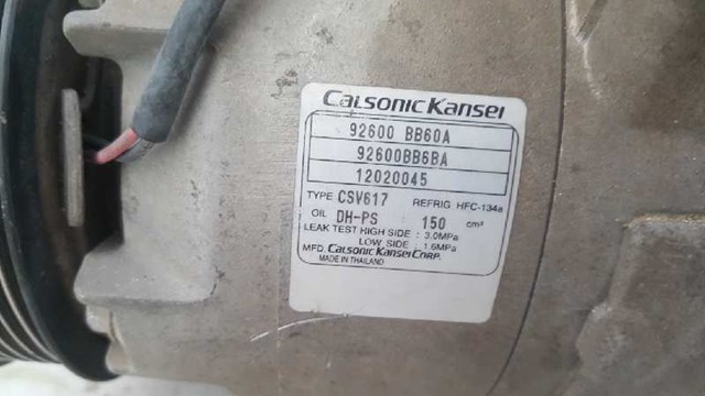 Compresor aire acondicionado para nissan qashqai / qashqai +2 i 1.6 dci a las 4 ruedas r9m414 92600BB60A