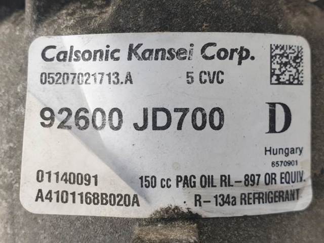 NISSAN 92600JD700 Compresor de aire acondicionado  en stock Valencia