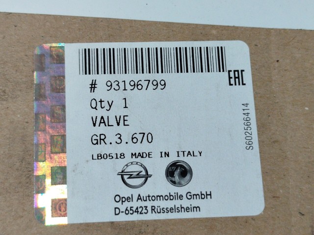 Válvula EGR 93196799 OPEL